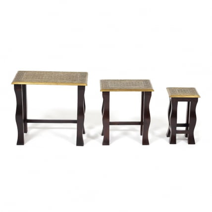 Комплект 3 столика Сеcрет Де Маисон БРАХМА ( мод. НД-009) дерево манго/латунная чеканка, 56х36х50, 41х30х45, 24х24х40 / Secret De Maison BRAHMA mod. ND-009)_2