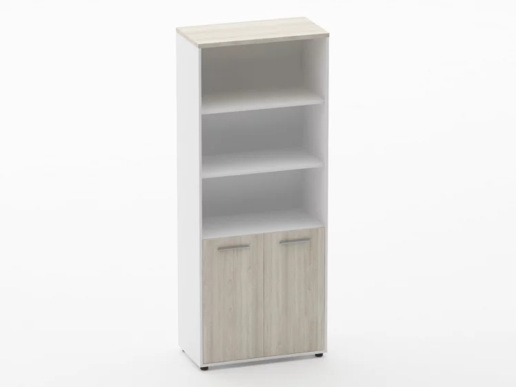 Шкаф 4 широкий верх открытый, низ закрытый Дека 10.19.111 Дуб Сантана светлый/Белый / Deka_0