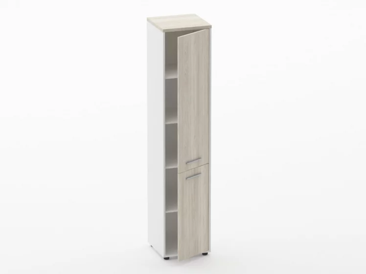 Шкаф 4 узкий закрытый Дека 10.19.15Пр Дуб Сантана светлый/Белый / Deka_1