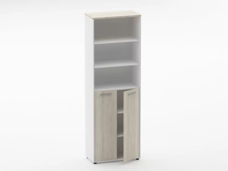 Шкаф 5 широкий верх открытый, низ закрытый Дека 10.23.131 Дуб Сантана светлый/Белый / Deka_1