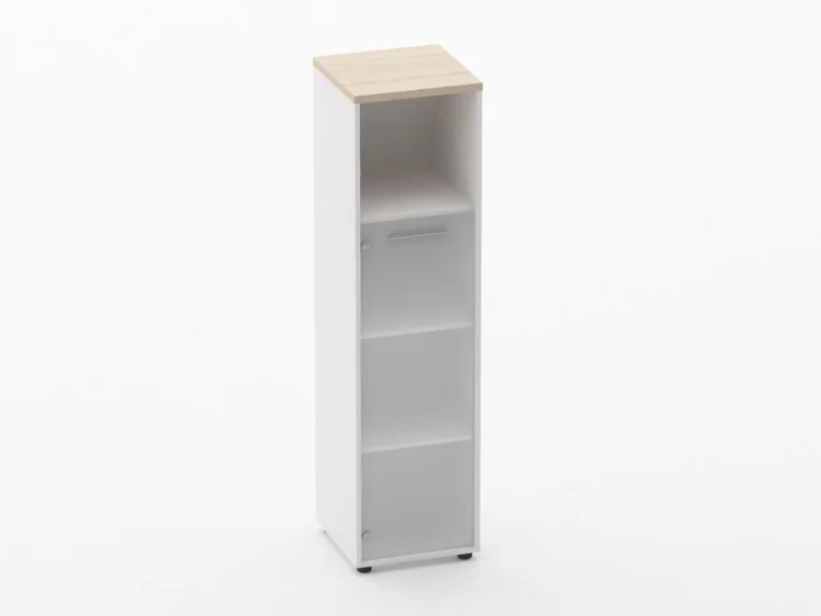 Шкаф 3 узкий 1 стеклянная дверь, с нишей Дека 10.16.16Л Туя/Белый / Deka_0