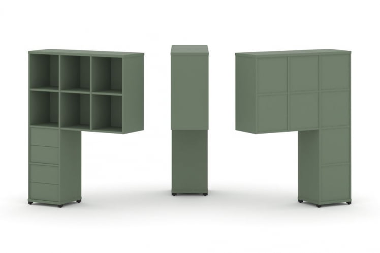 Надставка на стол высокая односторонняя + задняя стенка (8 шт.) + блок с 2-мя ящиками (2 шт.) CОНCЕПТ CН.ОНВ-005 Кобо Черный металл / CONCEPT CN.ONV-005_0