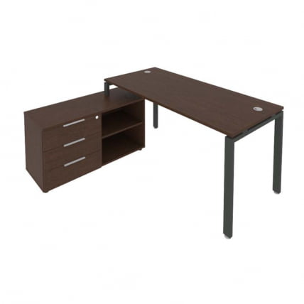 Рабочая станция на П-образном м/к с опорной тумбой левая Метал Сйстем Б.РС-СТС-2.4 Л Венге/Антрацит / Metal System_0