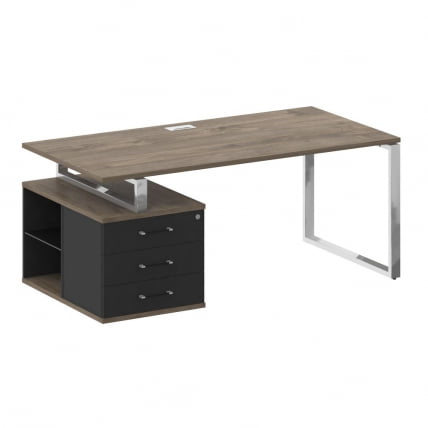 Стол руководителя с опорной тумбой , левый СХИФТ СК.СРТ-180 (Л) Тиквуд Темный/Антрацит / SHIFT SK.SRT-180 (L)_0