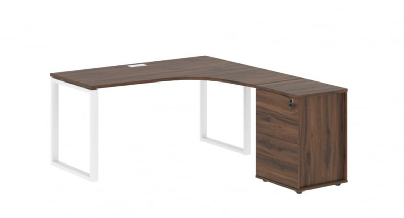 Стол эргономичный с тумбой правый ЕДИС ЕКCЕТ 1518 Р Дуб Денвер темный Белый / EDIS EQCET R_0