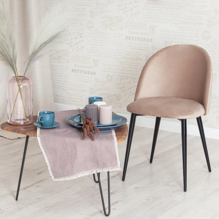 Стул МОНРО (мод. 710) ткань/металл, 56х51х80 см, высота до сиденья 47 см, бежевый баркхат 5/черный / MONRO (mod. barkhat_8