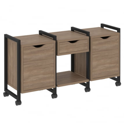 Тумба на колесных опорах наборная. Вариант №7 ЛОФТ ВР.Л-ТН-7.К Металл черный Дуб Аризона / LOFT VR.L-TN-7.K_0