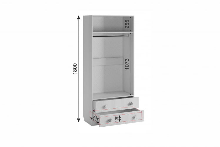 Шкаф комбинированный (с ящ. 2-створчатый) Чудо МДВ-01 Белый рамух / MDW-01_11