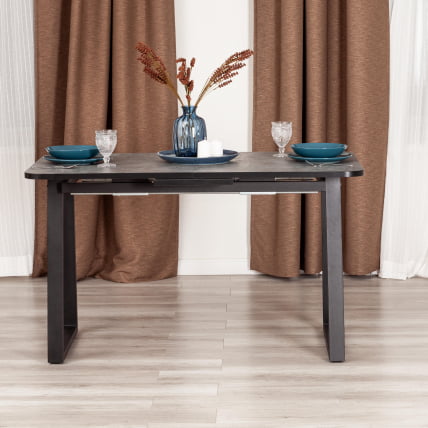 Стол МАЛТИДО ЛДСП/ХПЛ/металл, 130 х 75+30 х 75 см, Гранит темный/черный / MALTIDO ЛДСП/HPL/металл,_11