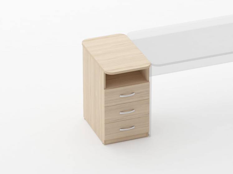 Тумба приставная на 3 ящика с нишей Глассй 3.10.12 Дуб молочный / Glassy_1