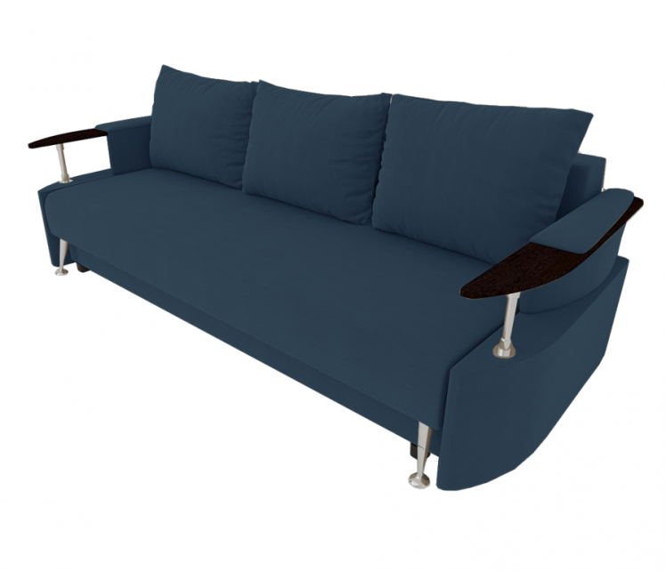 Диван Жасмин с подлокотниками ЛДСП (Берхоусе) Цвет фасада: Синий Велюто 54; Тип: Прямой; Материал фасада: Металл/Велюр / (Berhouse)_0