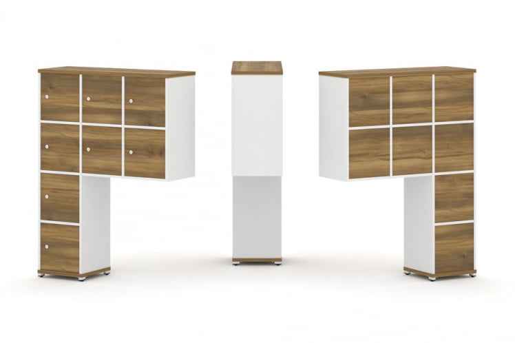 Надставка на стол высокая односторонняя + задняя стенка (8 шт.) + распашной фасад (8 шт.) CОНCЕПТ CН.ОНВ-010 Сандал Янтарный Белый бриллиант Белый металл / CONCEPT CN.ONV-010_0