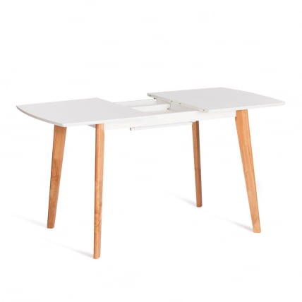 Стол обеденный раскладной Cлаире столешница МДФ, опоры дерево гевея, белый / натуральное дерево, 110+30 кс 75 кс 75см / Claire x x_9