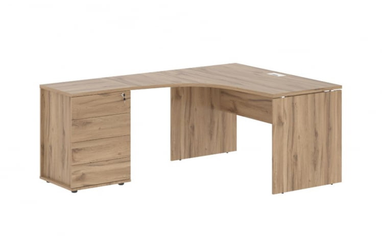 Стол эргономичный с тумбой левый ЕДИС ЕДCЕТ 1318 Л Дуб Денвер светлый Белый / EDIS EDCET L_0