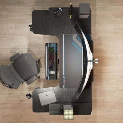 Стол для компьютера (для геймеров) У-образной формы с электрической регулировкой по высоте и трансформируемыми полками Еурека У-71 / U-образной Eureka U-71_17