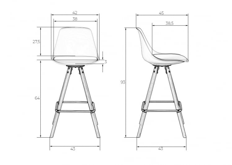 Стул полубарный ДОБРИН РОННИ Белый ЗЛ-В-02 / DOBRIN RONNI ZL-W-02_9