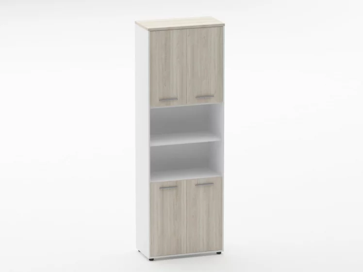 Шкаф 5 широкий закрытый с 2 -мя открытыми полками Дека 10.23.121 Дуб Сантана светлый/Белый / Deka_0