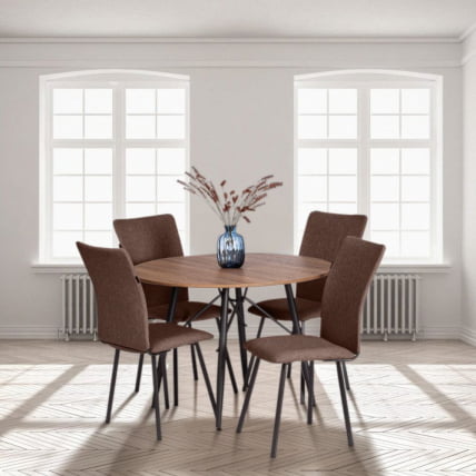 Стул обеденный Ла Роуссе ткань рогожка, 49х50х93, коричневый/черный, 3М7-147 / La Rousse_9