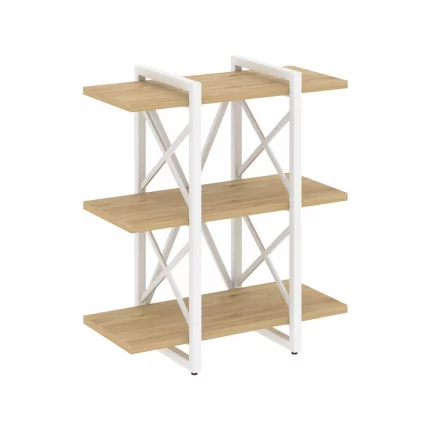 Стеллаж на регулируемых опорах - 3 полки ЛОФТ ВР.Л-МСТ.О-3.4В Металл белый Тиквуд светлый / LOFT VR.L-MST.O-3.4V_0