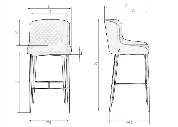 Стул барный ДОБРИН CХРИСТИАН 75 Темно-серый велюр В108-91 / DOBRIN CHRISTIAN V108-91_10