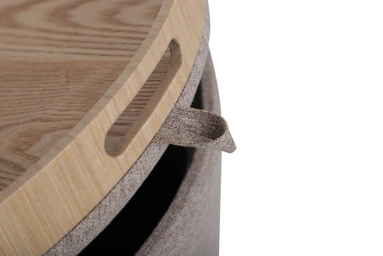 Пуф-столик с ящиком Хюгге Л рогожка Бежевый / L_5