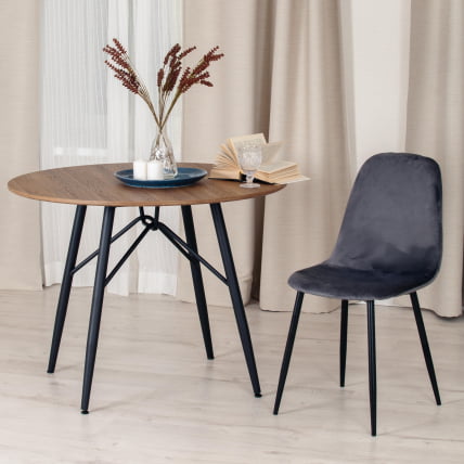 Стул БРЕЕЗЕ (мод. 4724) металл/вельвет, 44х48х87см, серый/черные ножки / BREEZE (mod._9