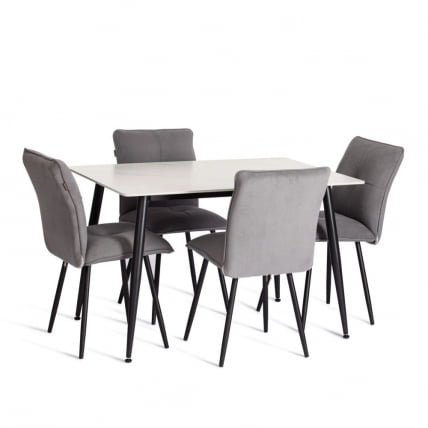 Стол обеденный Аустен/Остин столешница керамика (матовая) /опоры металл, белый/черный, 120х80х75см / Austen/Остин_5