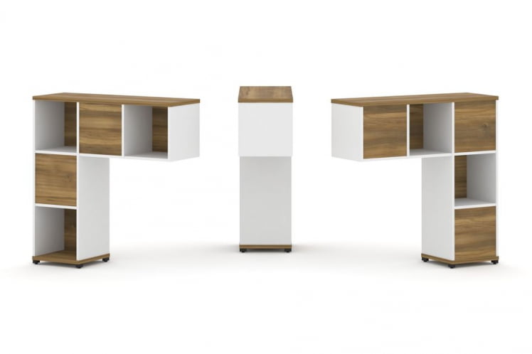 Надставка на стол низкая двухсторонняя + задняя стенка (5 шт.) CОНCЕПТ CН.ДНН-001 Сандал Янтарный Белый бриллиант Черный металл / CONCEPT CN.DNN-001_0