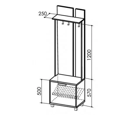 Вешалка ВЕСТ  600 Модуль 1 Ясень шимо темн/ясень шимо св / WEST_1
