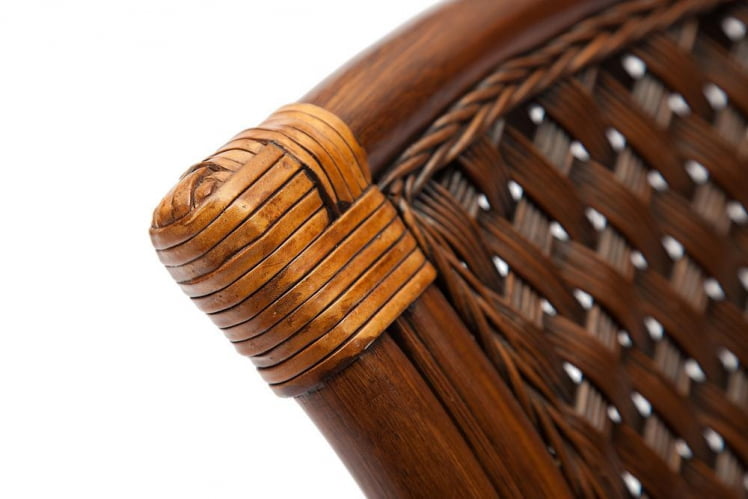 Комплект обеденный АНДРЕА ( стол со стеклом + 4 кресла + подушки) Пекан Вашед (античн. орех), Ткань рубчик, цвет кремовый / ANDREA Pecan Washed_2