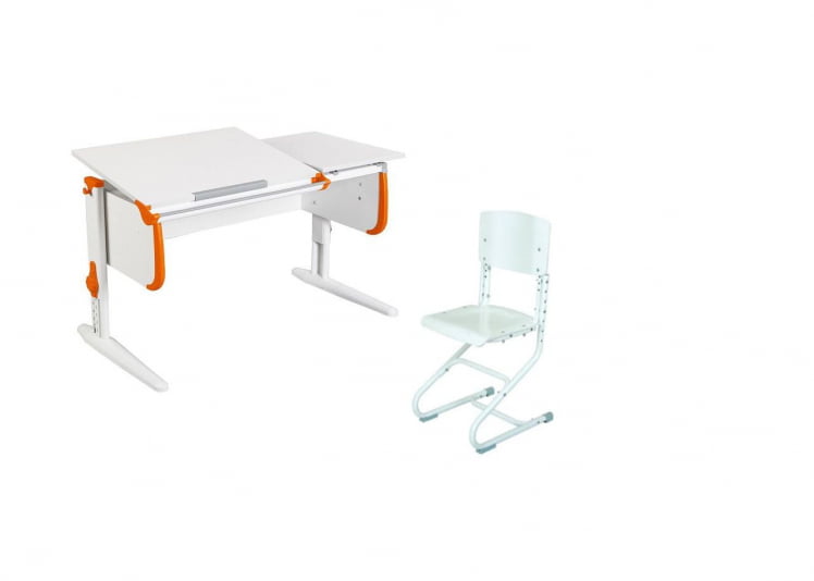 Стол универсальный трансформируемый Парта 1/75-40 + Стул Белый Оранжевый / Parta Stul_0