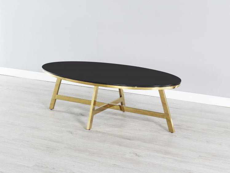 Журнальный стол АЛЬБА 100кс50 Золото (стекло черное) / 100x50_1