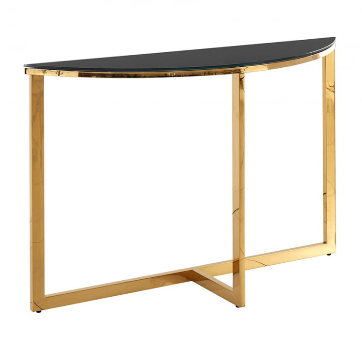 Консоль полукруглая АЛЬБА 115кс30 Золото (стекло черное) / 115x30_0
