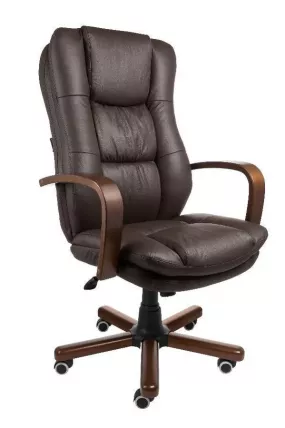 Кресло для руководителя АВ 123 Черное на дереве / AV_0