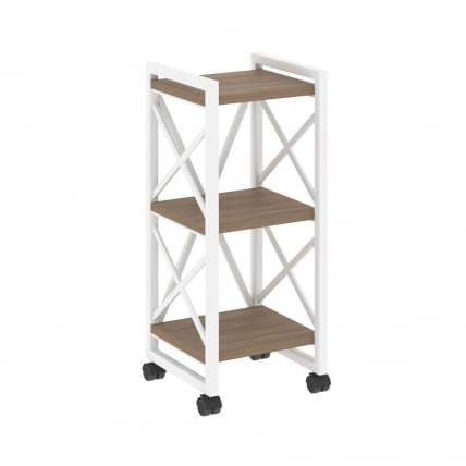 Стеллаж на колесных опорах - 3 полки ЛОФТ  ВР.Л-МСТ.К-3.4 Металл белый Дуб Аризона / LOFT VR.L-MST.K-3.4_0