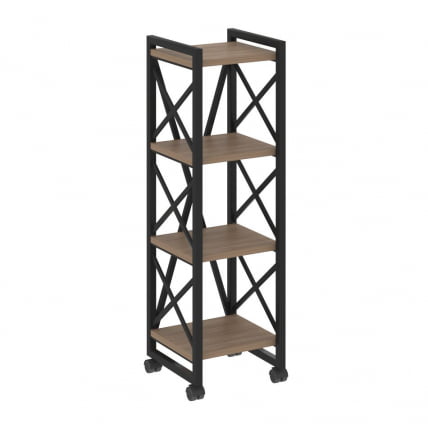 Стеллаж на колесных опорах - 4 полки ЛОФТ  ВР.Л-МСТ.К-4.4 Металл черный Дуб Аризона / LOFT VR.L-MST.K-4.4_0