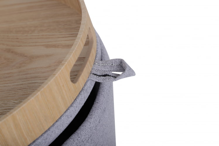 Пуф-столик с ящиком Хюгге С рогожка Серый / S_6