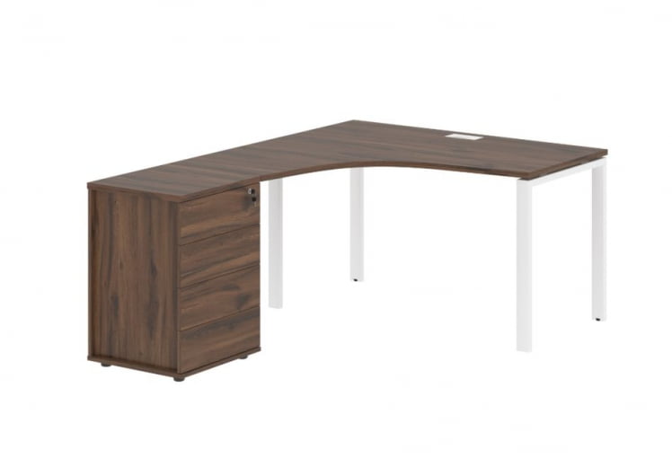 Стол эргономичный с тумбой левый ЕДИС ЕУCЕТ 1318 Л Дуб Денвер темный Белый / EDIS EUCET L_0