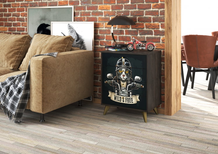 Комод Фьюжн КМ-001 АРТ  Угольный камень/ВИНИЛ / камень/VINIL_2