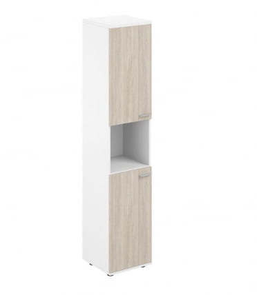 Шкаф высокий левый с нишей Сигма СГ.866.ВХ.ОЛ.ОЛ.Л Белый Дуб светлый / Sigma SG.866.WH.OL.OL.L_0