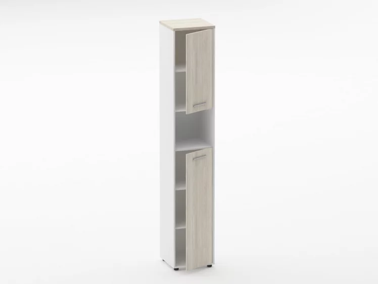 Шкаф 5 узкий закрытый, с нишей Дека 10.23.14Пр Дуб Сантана светлый/Белый / Deka_1