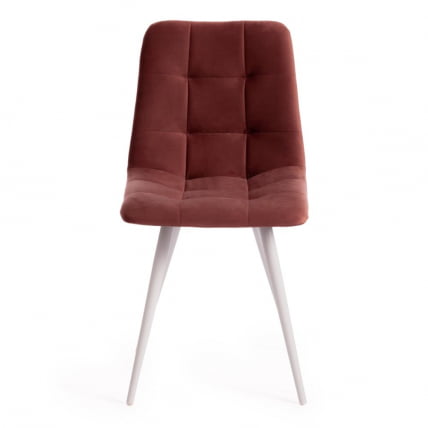 Стул CХИЛЛЙ (мод. 7095-1) / 1 шт. в упаковке ткань/металл, 45кс53х88 см, высота до сиденья 50 см, коралловый баркхат 15 /белый / CHILLY (mod. 45x53х88 barkhat_4