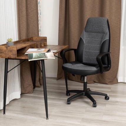 Кресло ИНТЕР (24) кож/зам/ткань, черный/серый, 36-6/207/ТВ-12/ТВ-11 / INTER 36-6/207/TW-12/TW-11_12