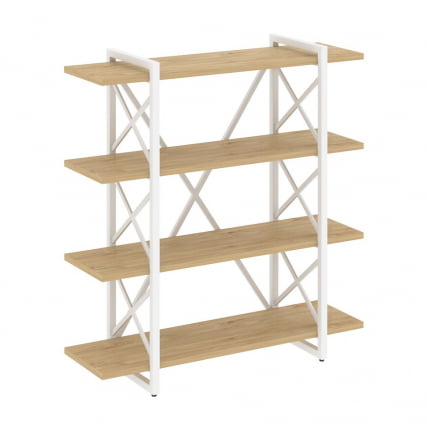 Стеллаж на регулируемых опорах - 4 полки ЛОФТ ВР.Л-МСТ.О-4.8В Металл белый Тиквуд светлый / LOFT VR.L-MST.O-4.8V_0