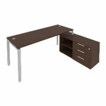 Рабочая станция на П-образном м/к с опорной тумбой правая Метал Сйстем Б.РС-СТС-2.5 Пр Венге/Серый / Metal System_0