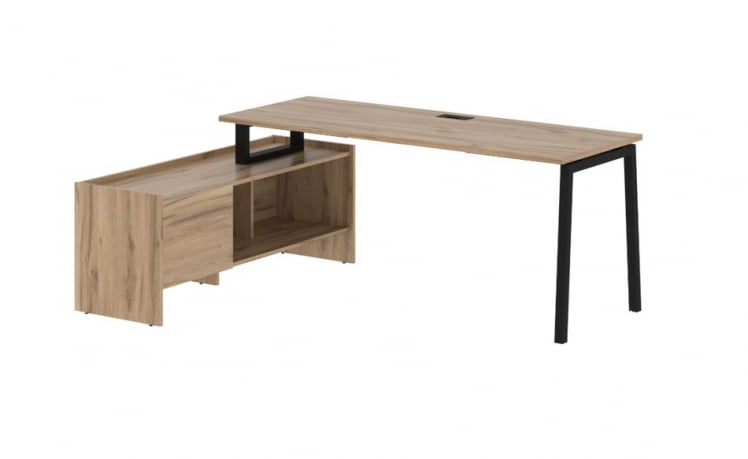 Стол с тумбой ЕДИС ЕЛCТ 19614 Дуб Денвер светлый Черный / EDIS ELCT_0