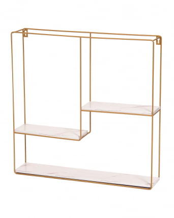 Полка Скуаре золотая Белый мрамор / Square_0