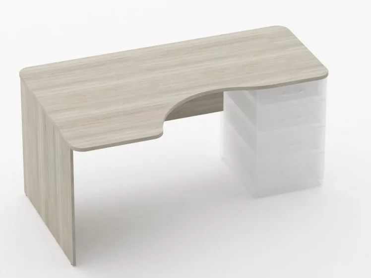 Стол угловой под встроенную тумбу Глассй 1.141.16Л Дуб сантана светлый / Glassy_0