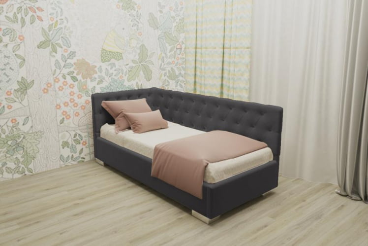 ДЕТСКАЯ МЯГКАЯ ИНТЕРЬЕРНАЯ КРОВАТЬ ВЕРСАЛЬ БЕЗ ОСНОВАНИЯ (БЕРХОУСЕ) Материал фасада: Металл/Велюр; Спальное место: 900х1900; Цвет: Светло серый / (BERHOUSE)_0