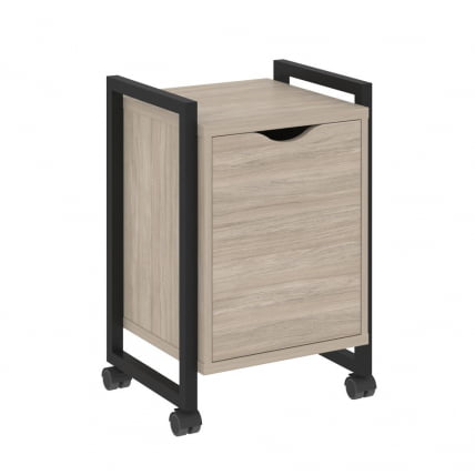 Тумба на колесных опорах с распашным фасадом ЛОФТ ВР.Л-Т2.К Металл черный Дуб Аттик / LOFT VR.L-T2.K_0